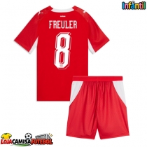 Camisa de Futebol Suíça Remo Freuler #8 Equipamento Principal Infantil Mundo 2026 Manga Curta (+ Calças curtas)